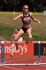 Megan Beesley in the 400 metres hurdles at the Sainsbury's British Championships, Birmingham.